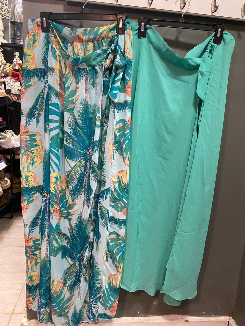 Women’s Tropical Teal Sarong & Solid Teal Wrap Set